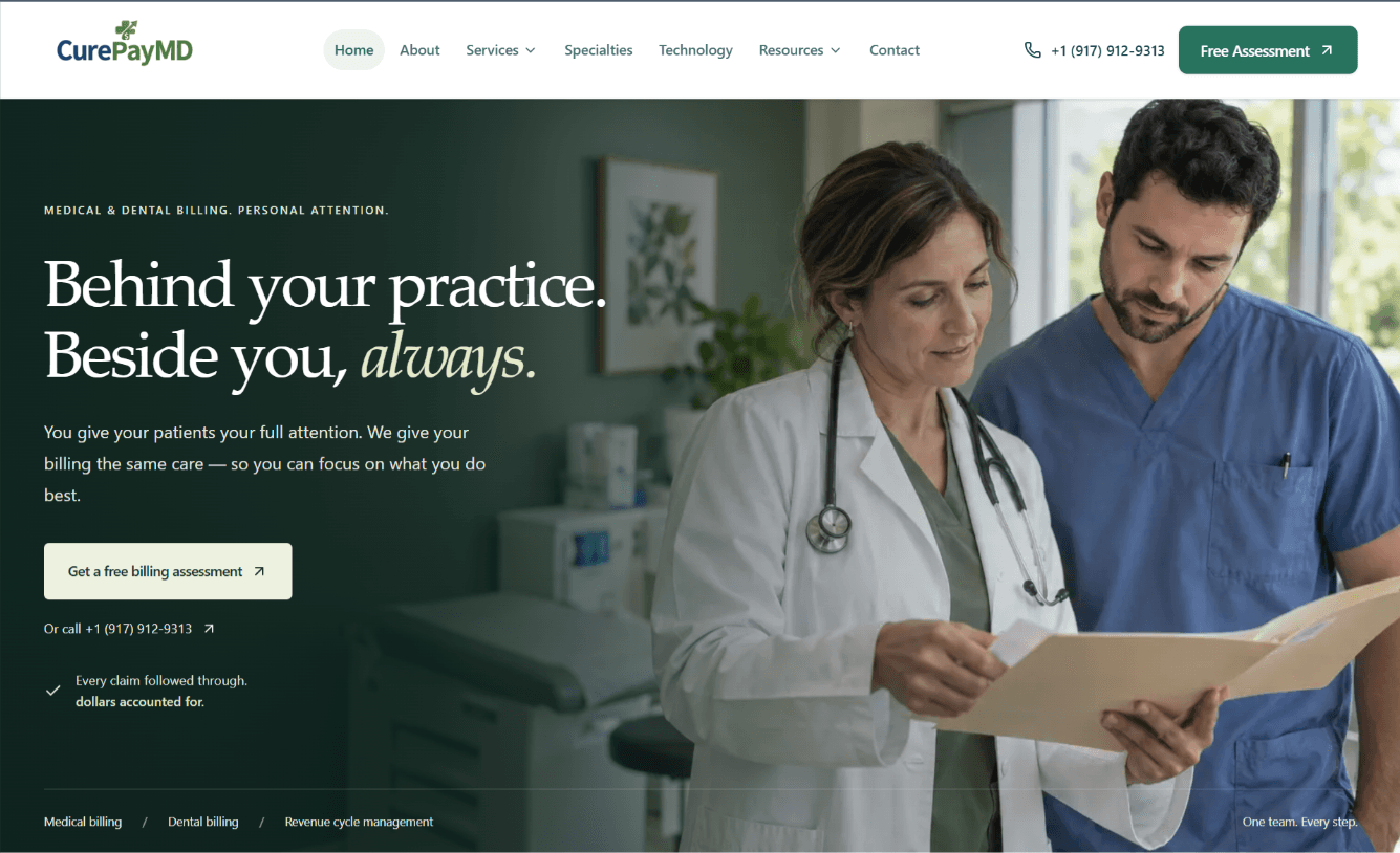 CurePayMD Homepage Preview